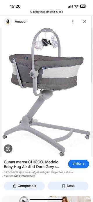 Cuna Chicco Baby Hug Air 4in1 Dark Grey