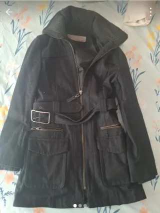 Abrigo paño Zara gris