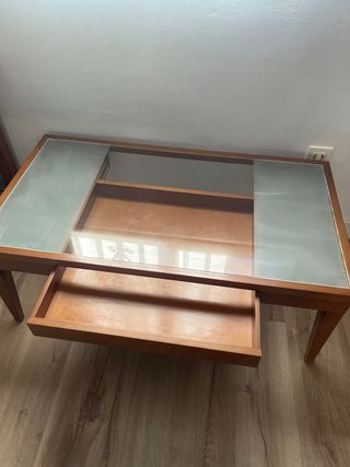 Mesa centro madera y cristal