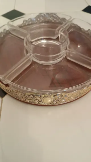 Bandeja centro mesa madera y plástico