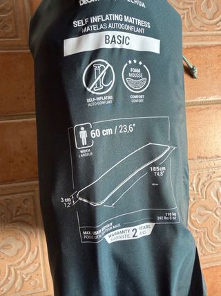 Nuevo. Aislante autoinflable 1 persona 185x60 cm.