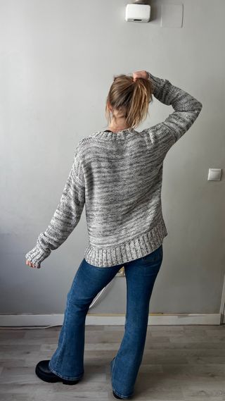 Jersey Mango Gris y Blanco Talla M