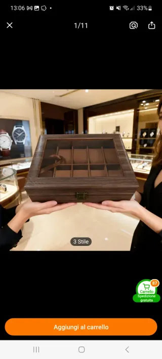 Scatola porta orologi 10 posti legno rivestito