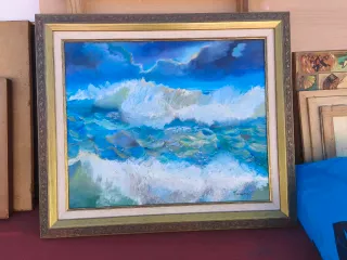 Cuadro de olas y mar azul
