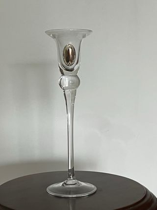 Portacandele in vetro con inserto metallico