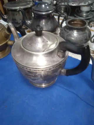 7 Teiere Antiche Argento e Ottone