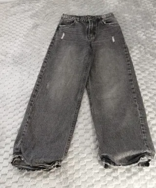 Pantalones Vaqueros Anchos Gris Oscuro Niña T.146