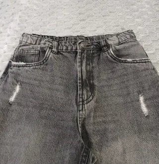 Pantalones Vaqueros Anchos Gris Oscuro Niña T.146