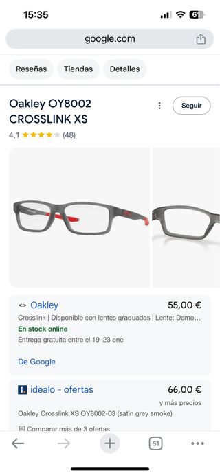 Montura Gafas Niño Oakley Crosslink XS