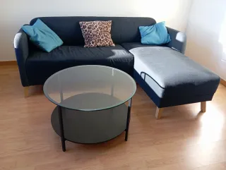 Mesa de centro cristal y metal negra