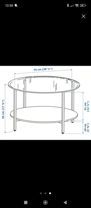 Mesa de centro cristal y metal negra