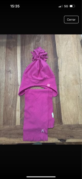 Conjunto gorro y bufanda niña rosa