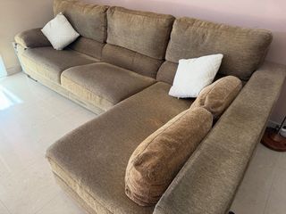 Sofá modular tela beige y marrón