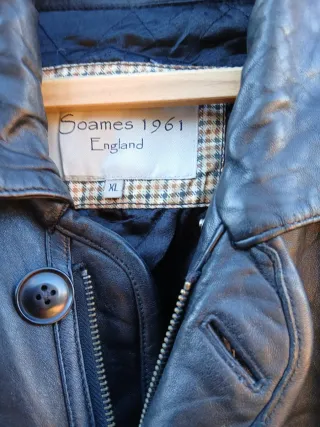 Abrigo de cuero hombre negro