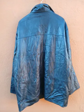 Abrigo de cuero hombre negro