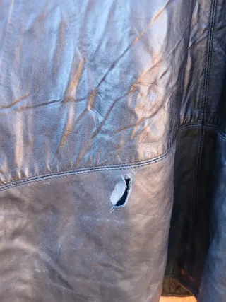 Abrigo de cuero hombre negro