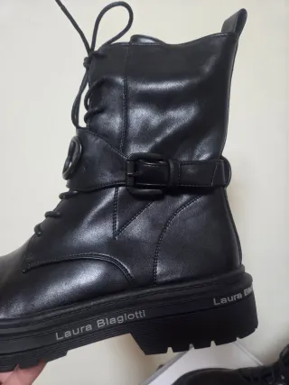 Anfibi Laura Biagiotti Pelle Neri Tg 39