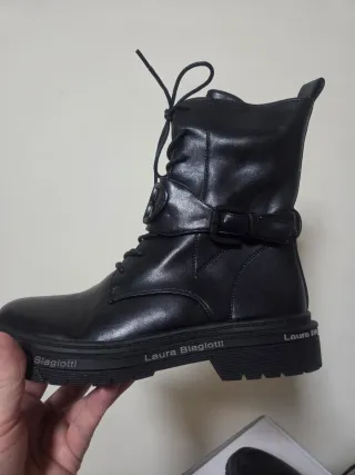 Anfibi Laura Biagiotti Pelle Neri Tg 39