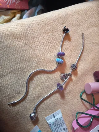 Dos Pulseras Pandora Plata y Morado