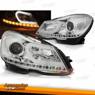 FAROS CON LUZ DIURNA LED PARA MERCEDES CLASE C W2