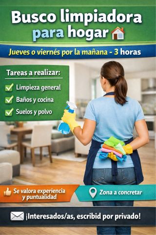 Busco limpiadora para hogar