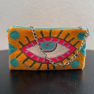 Bolso Alto con Ojo Bordado a Mano Bolso Artesanal
