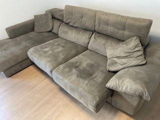 Sofá chaise longue gris extensible