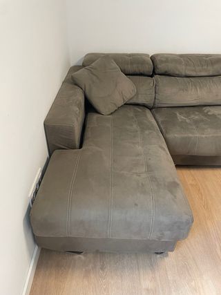 Sofá chaise longue gris extensible