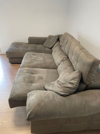 Sofá chaise longue gris extensible