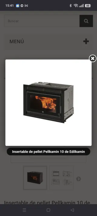 Insertable de pellet para chimenea