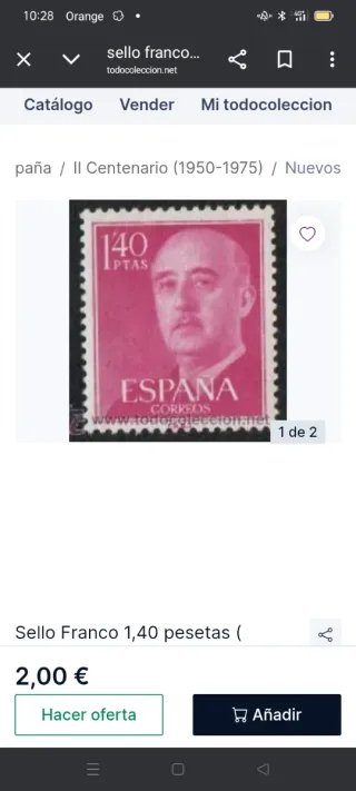 Sello Franco 1,40 pesetas rosa