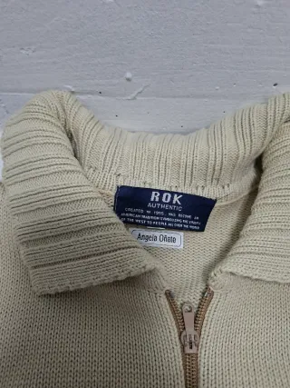 Chaqueta ROK Beige y Rosa Lana Cremallera