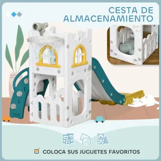 Tobogán Infantil 4 en 1 con Aro Baloncesto