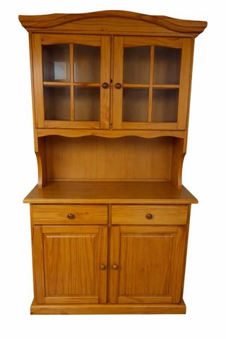 Vetrina in pino con porte in vetro