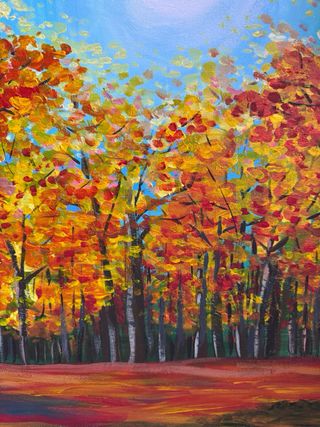 Cuadro acrílico paisaje otoño 40x50cm