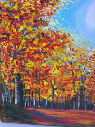 Cuadro acrílico paisaje otoño 40x50cm