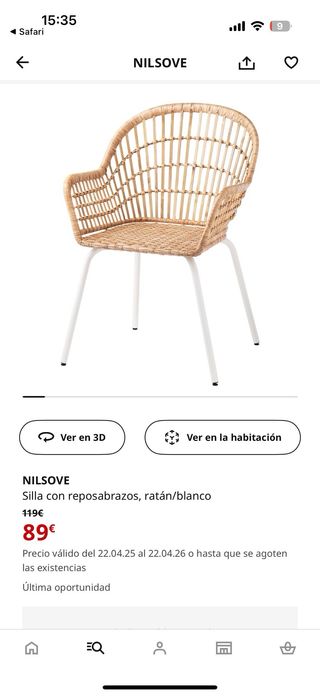 Sillas de mimbre Ikea (Set de 4)