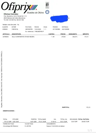 Silla ergonómica Ofiprix negra