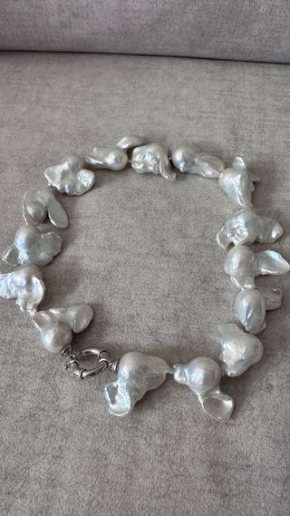 Collar Perlas Barrocas autenticas Plata y Blancas