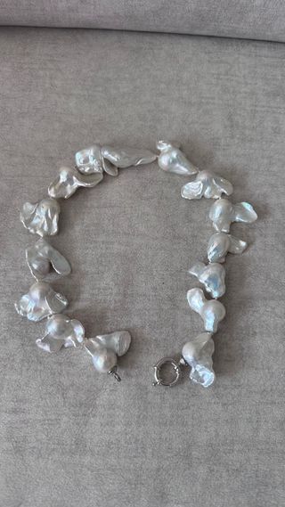 Collar Perlas Barrocas autenticas Plata y Blancas