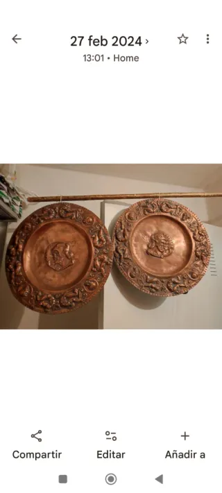 Platos antiguos de cobre decorados