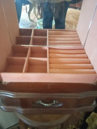 Joyero Antiguo Madera con Cristales Decorados