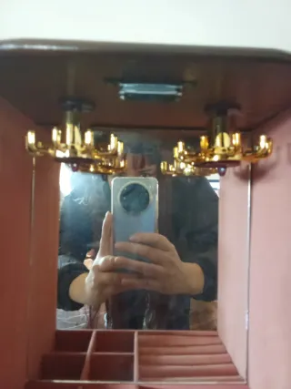 Joyero Antiguo Madera con Cristales Decorados