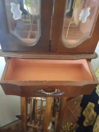 Joyero Antiguo Madera con Cristales Decorados