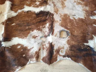 Alfombra Piel Auténtica  blanca/Beige/Marrón