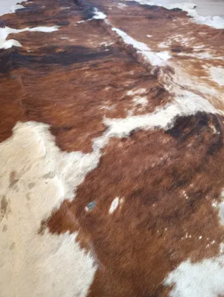 Alfombra Piel Auténtica  blanca/Beige/Marrón