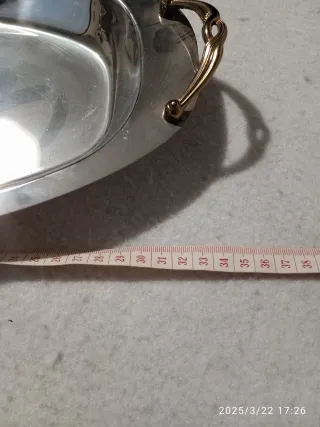 Vassoio Chantall Acciaio con Manici Dorati