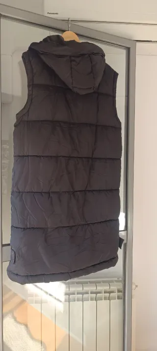 Chaleco acolchado largo mujer negro