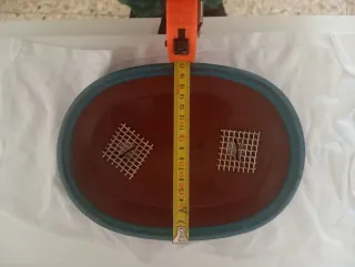 2 Maceta bonsai cerámica azul chinas y circular.