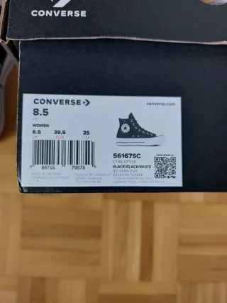 Converse Piel Negras Talla 39.5 Sin Estrenar